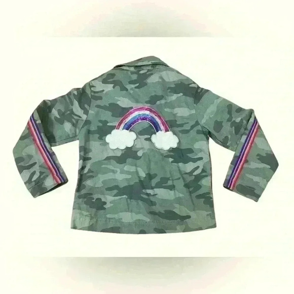 Children’s Place Rainbow and Camouflage little girl jacket size 5/6 - Picture 7 of 7